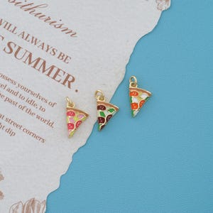 18K Enamel Pizza Charm for Jewelry Making, Cute Food Pendant with Loop, Multi Color Kawaii Slice Charms,DIY Quirky Bracelet Earring Supplies