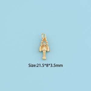 Colgante de langosta chapado en oro de 18 quilates, colgante de langosta, dije de langosta, regalo para ella, regalo de San Valentín, suministros de joyería DIY