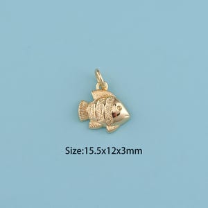 18K Gold Filled fish Pendant,fish Charm,Gifts for Mom, Holiday Gifts, DIY Jewelry Supplies