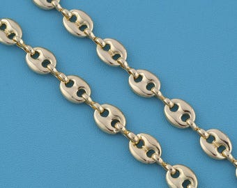 1 meter 18KGold Filled Coffee Bean Link Chain, Metal Jewelry Making Supply, DIY Bracelet Necklace Accessories, Bulk Handmade Craft Chain