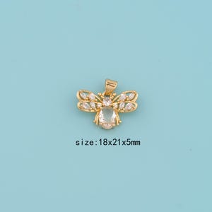 18K Gold Filled CZ Insect Pendant,Insect Pendant,Insect charm,Gift for Her,Valentine&#39;s Day Gift,DIY Jewelry Supplies