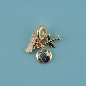 18K Gold Filled travel Pendant,travel Pendant,airplane charm,Gift for Her,Valentine&#39;s Day Gift,DIY Jewelry Supplies