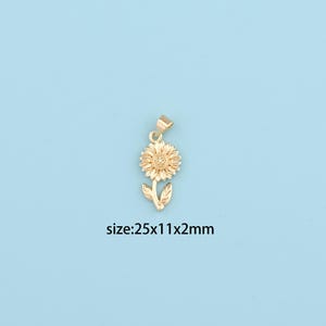 18K Gold Filled sunflower pendant, Dainty sunflower pendant necklace for women,Floral charm necklace, jewelry gift,DIY Jewelry Supplies
