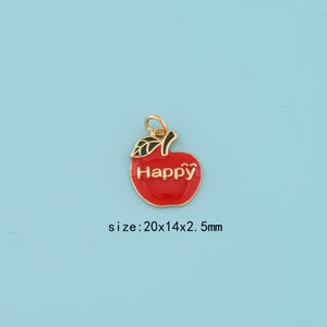 18K Gold Filled Enamel apple Pendant,apple Pendant,fruit charm,Gift for Her,Valentine&#39;s Day Gift,DIY Jewelry Supplies