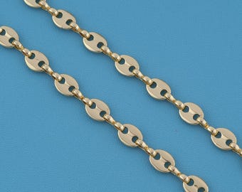 1 meter 18KGold Filled Coffee Bean Chain,Flat Oval Link Chain,DIY Jewelry Making Supply,Handmade Necklace Bracelet,Bulk Metal Chain Findings