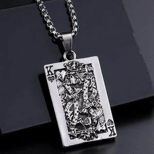 Schoppenkoningketting – roestvrijstalen kaarthanger, gotische pokersieraden voor heren, donker koninklijk cadeau