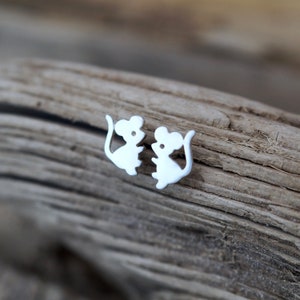 Boucles d'oreilles Souris en argent 925, Clous d'oreilles Petites Souris, Boucles d'oreilles Enfant, Zodiaque Chinois Rat, Idée-cadeau Bébé