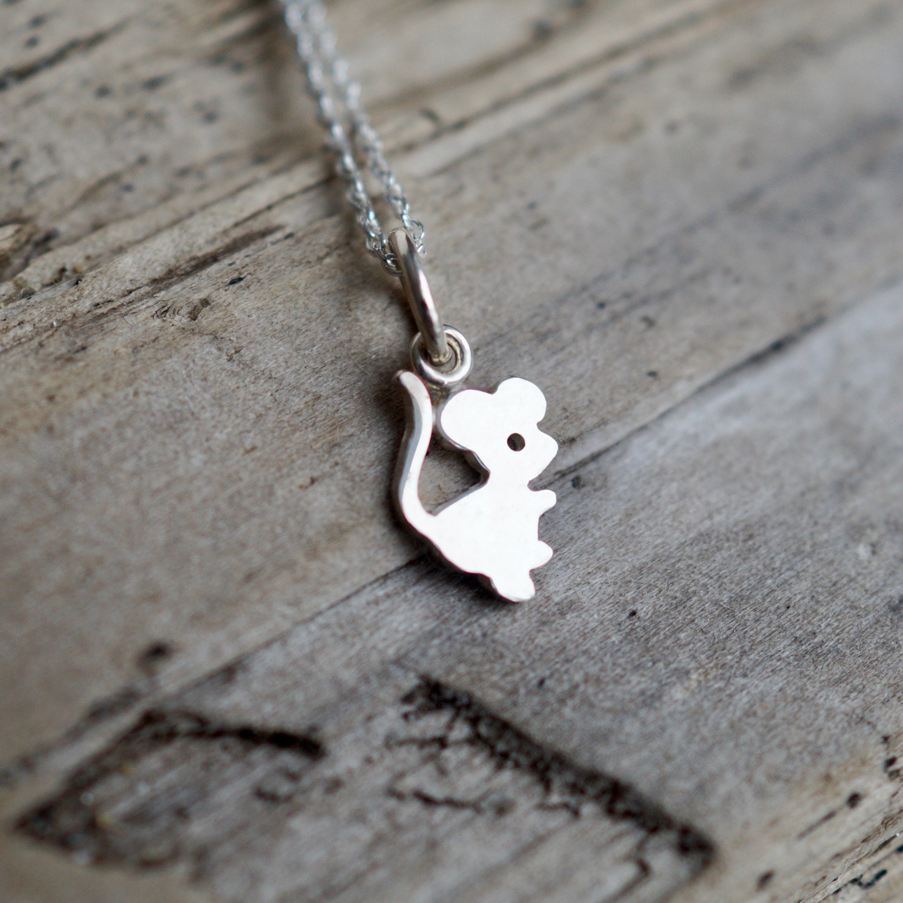 Adorable Mouse Sterling Silver Pendant Necklace Delicate - Etsy