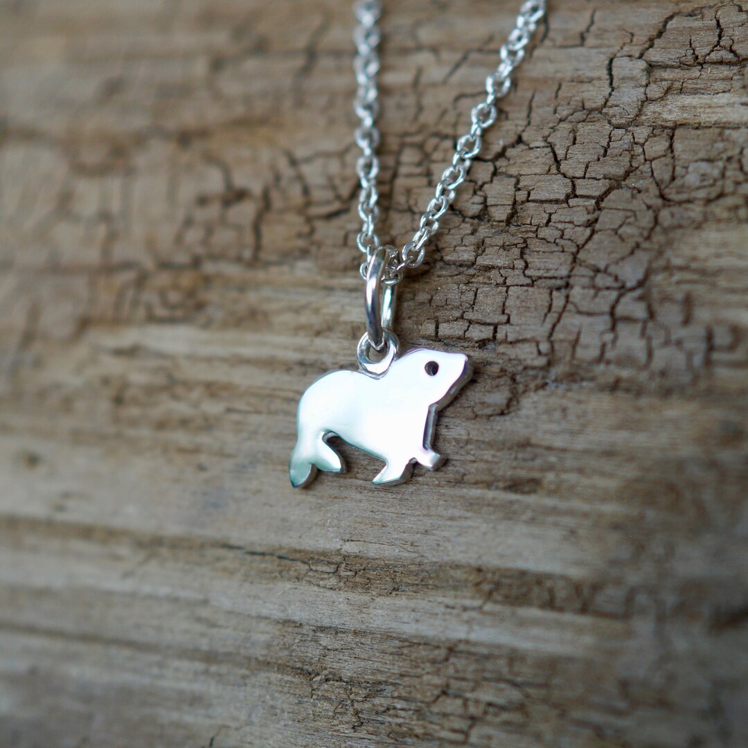 Sweet Seal Sterling Silver Pendant Necklace Delicate Simple Etsy