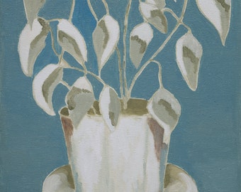 Potted plant still life botanical original oil painting on canvas