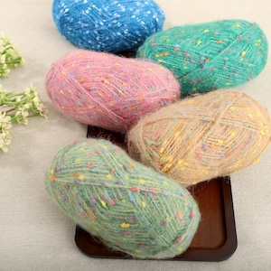 Flurry Rainbow Mohair Yarn - Lightweight and Soft Yarn, Hand Knitting, Crochet Yarn, DIY Projects, Elegant Scarves Accessories, 12 Shades