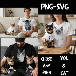 Custom Pet Photo Face Swap Shirt Design Personalized Dog Face Shirt PNG SVG Custom Cat Mom Gift trinkettray Digital Portrait Vector File