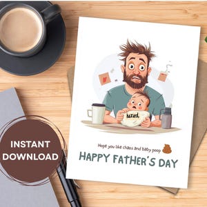 Cartão engraçado para o Dia dos Pais - Primeiro cartão para o Dia dos Pais para impressão, cartão engraçado para o Dia dos Pais, download digital, cartão de felicitações dobrável 5x7.