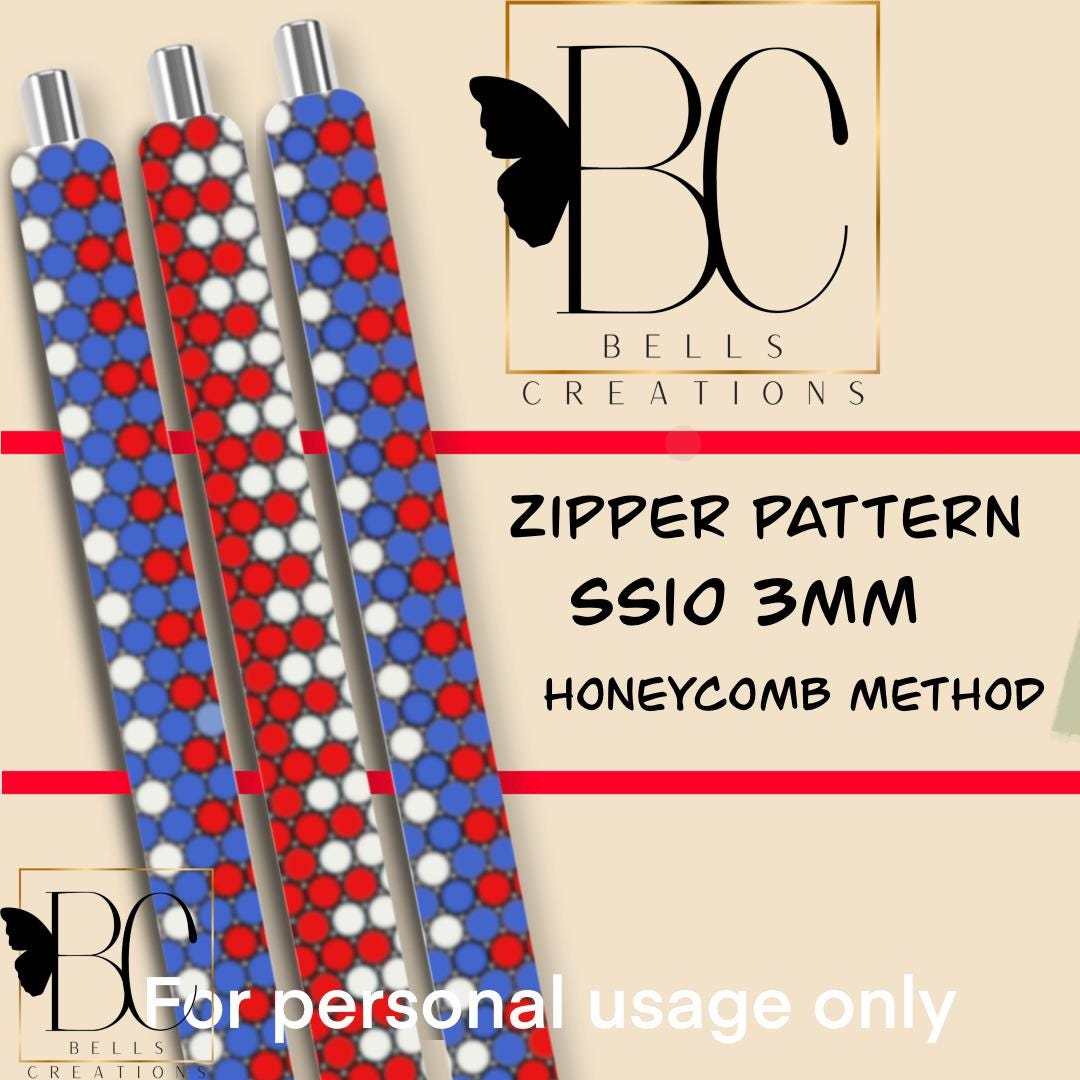 Rectangular Zipper Pattern Zipper Pattern Template, Flatback Rhinestone Pattern, Digital Patterns ...