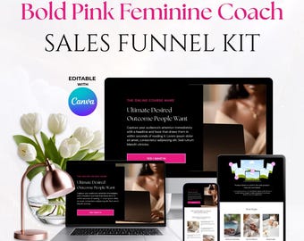 3-Page Course Sales Funnel Template: Feminine Canva Website Sales Page Design (Digital Download)