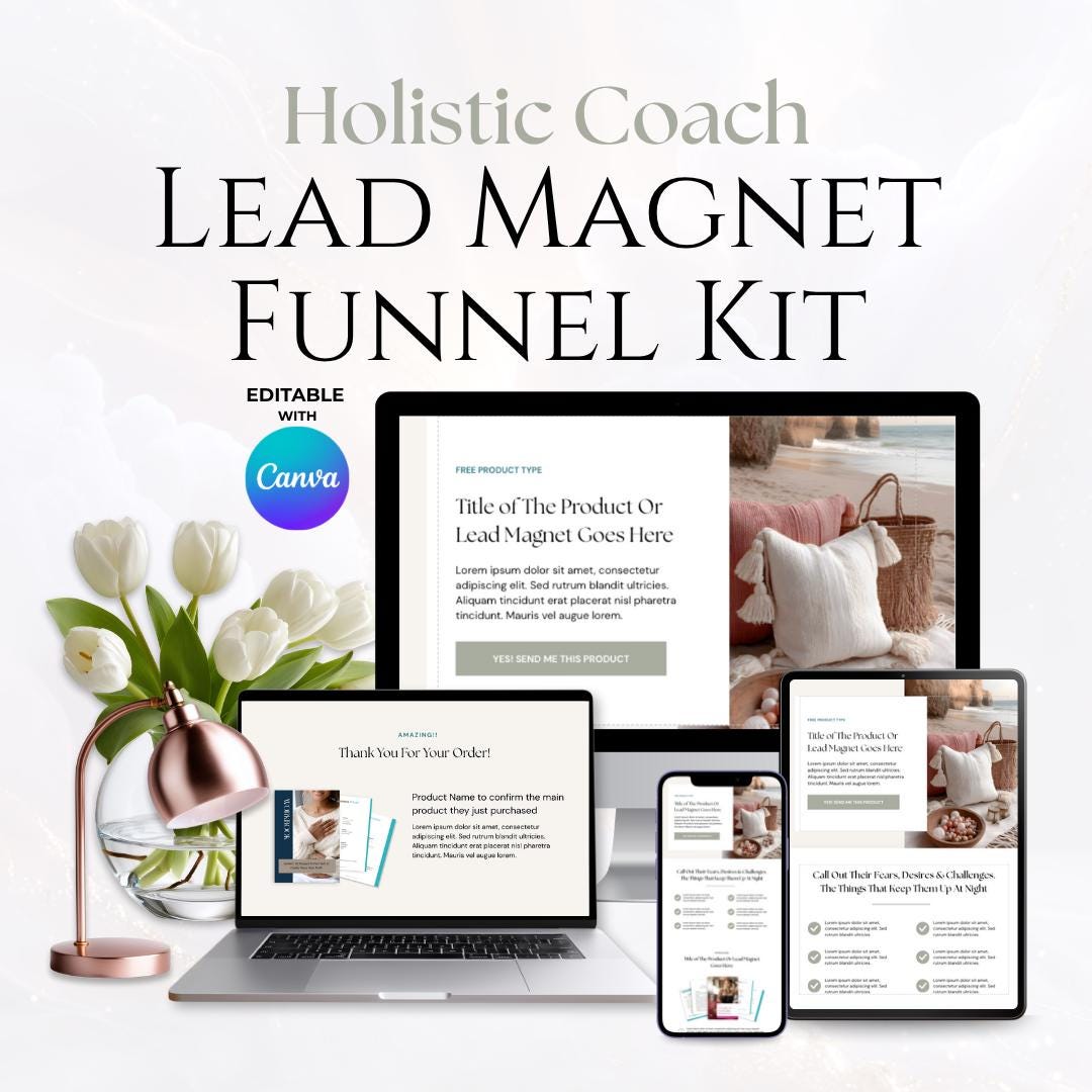 Holistic Coach Landing Page Funnel: Canva Lead Magnet Template (digital ...