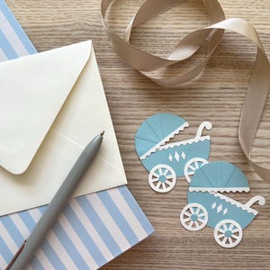 Ensemble bleu de landau fait main – Décoration complexe en papier cartonné (Ensemble de 4)