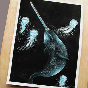 So Below -  Narwhal Surrealism Watercolor Art Print