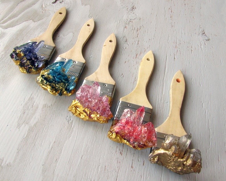 Crystal Paintbrush Hanger Hooks Resin Art Sculpture Quartz Etsy