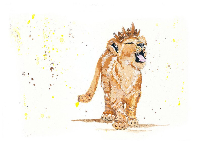 Nursery Art Lion King Art Print Fairytale Children Cub Crown