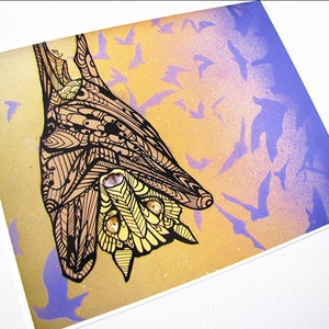 Bat Art Tangle Print Zentangle Inspired
