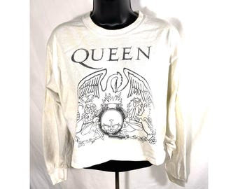 Queen Yellow Tie Dye Cropped Long Sleeve Tee S