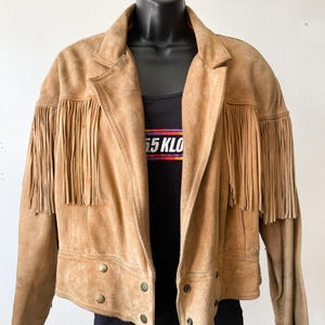 Vintage Suede Fringe Leather Jacket Avon Fashions Korean M