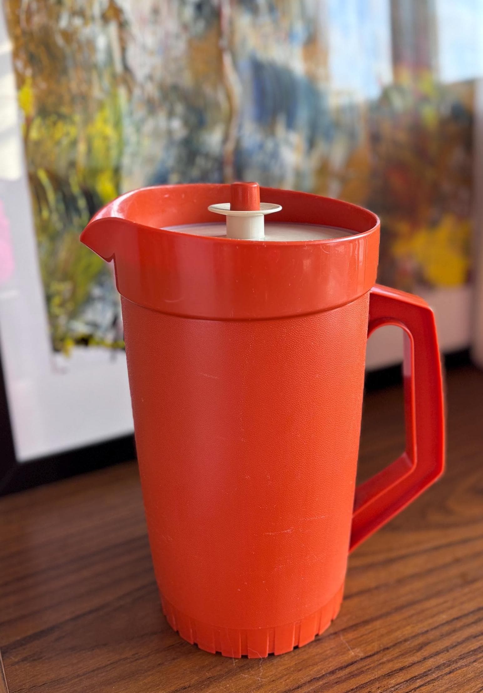Thermos Tupperware 1L Ancien Modèle - Bouchon Poussoir Rouge - Occasion