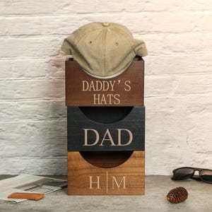 Personalized Fathers Day Gift For Dad，Best Dad Wood Hat Box，Dad Birthday Gift,Gift For Men，Wooden Hat Holder, Wood Hat Box，Dad Gifts
