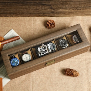 Personalized Watch Storage Case, Engraved Watch Holder,Anniversary Birthday Gift for Men，Boyfriend Gift, Gift for Watch Lover, Gift for Dad
