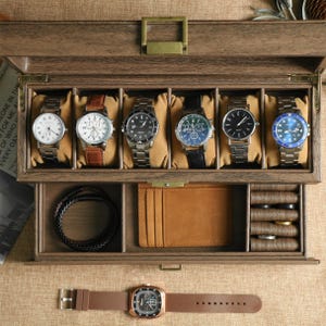 Personalized Watch Case for 6 Watches Men Gifts Custom Engraved Watch Box for Men | Anniversary Birthday Gift for Men | Gift for Husband