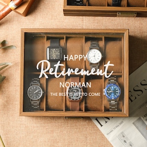 Custom Engraved Watch Box | Funny retirement gifts for men coworkers | Practical birthday gifts for dad over 40 | Anniversary Gift