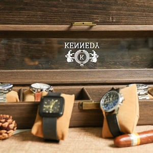Personalized Watch Case,Engraved Watch Holder,Watch Box for 6 slot Watches,Anniversary Birthday Gift for Men,Boyfriend Gift,Custom Watch