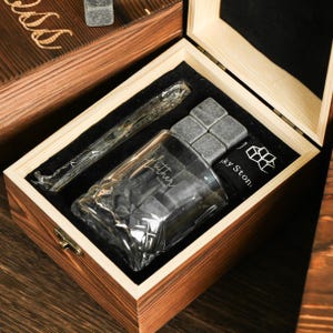 Personalized Whiskey Glasses Set with Wooden Box, Gifts for Men, Best Man Gift, Father Gifts, Boyfriend Gift, Bachelor Party Gifts for Men