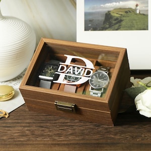 Personalized Wooden Watch Box, Engraved Watch Holder，Anniversary Birthday Gift for Men，Boyfriend Gift，Personalized Watch Storage Case