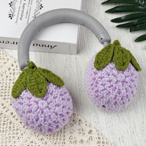 Crochet strawberry Sony XM4 Headphone Covers,Crochet Fruit Sony XM4 Headphone Covers,crochet headphone accessory sony,Music lover gift