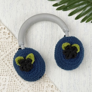 Crochet Blueberry Sony XM4 Headphone Covers,Crochet Fruit Sony XM4 Headphone Covers,crochet headphone accessory sony,Music lover gift