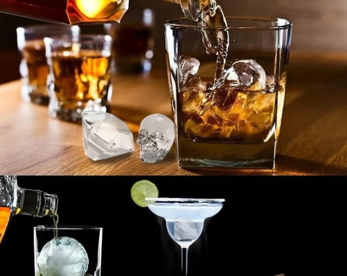 3D Ice Cube Mold Tray, Silicone Skull Ball Shape for Whiskey & Party Drinks Ice Maker for Corktail Whiskey Party Supply