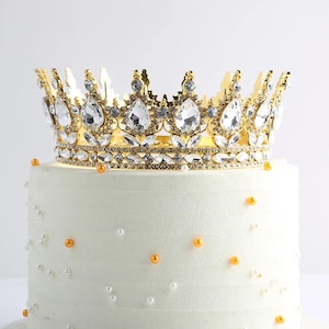 Beautiful Crystal Crown Cake Topper, Large Princess Tiara for Birthday & Party Cakes Princess Party Decoration | Sienna Mini lace crown