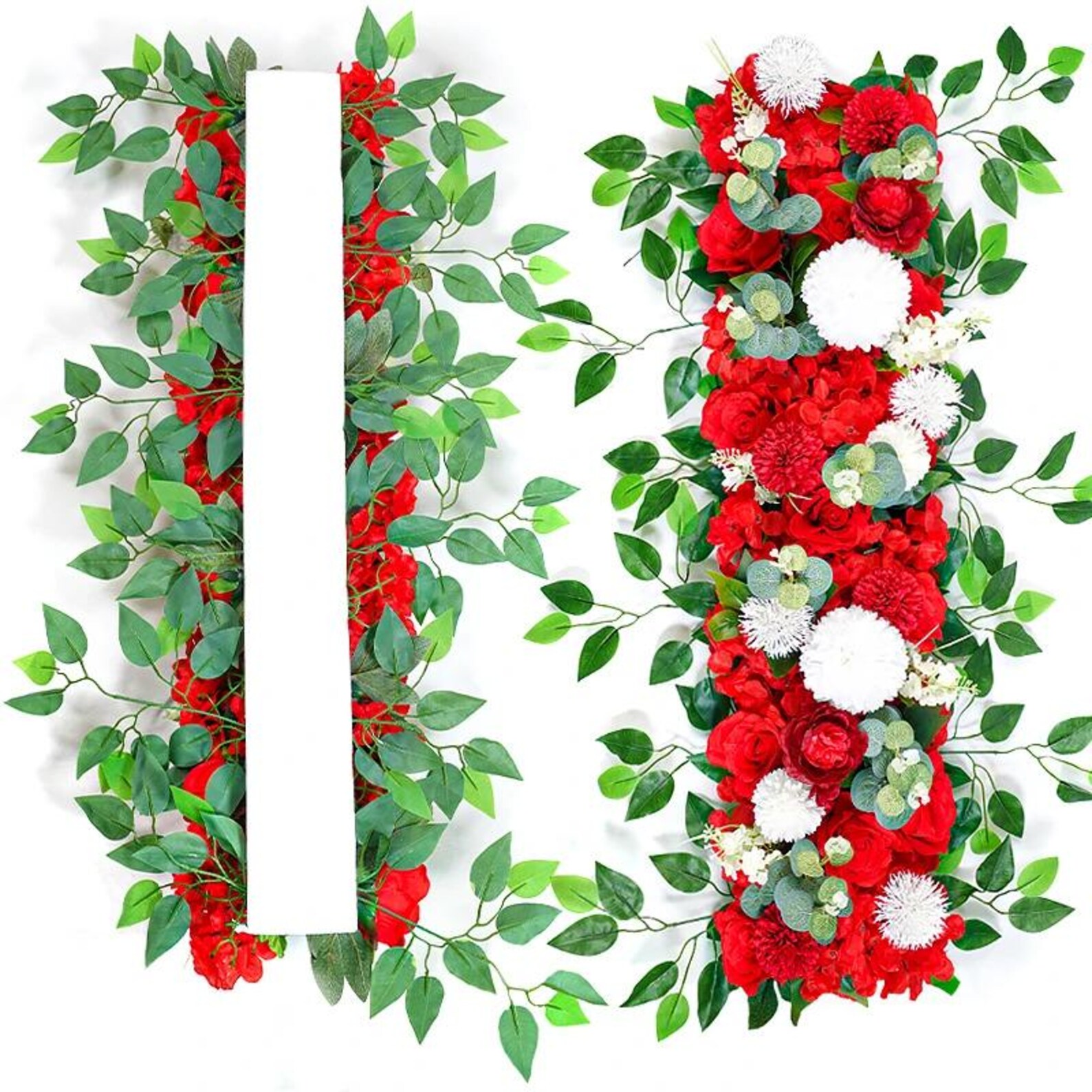 100cm White Rose Flower Row, Artificial Wedding Table Centerpiece ...