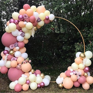 Metal Balloon Arch Stand, Circular Frame for Wedding, Birthday & Baby Shower Decor White Metal Iron Wedding Party Round Arch Stand