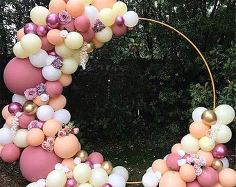 Soporte de arco de globos de metal, marco circular para decoración de bodas, cumpleaños y baby shower, soporte de arco redondo de hierro blanco para bodas y fiestas.