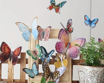 36PCS 3D Watercolor Butterflies, Wedding & Party Wall Decor Set Or Rose Gold Butterfly Decor, Balloon Garland Butterflies, Wall Decor