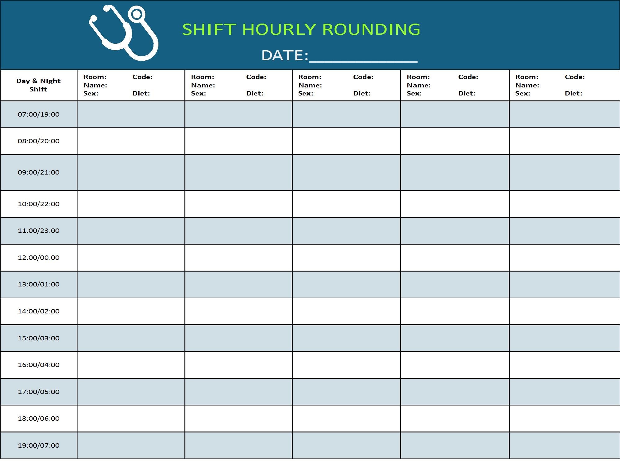 Shift Hourly Patient Rounding Planner - Etsy