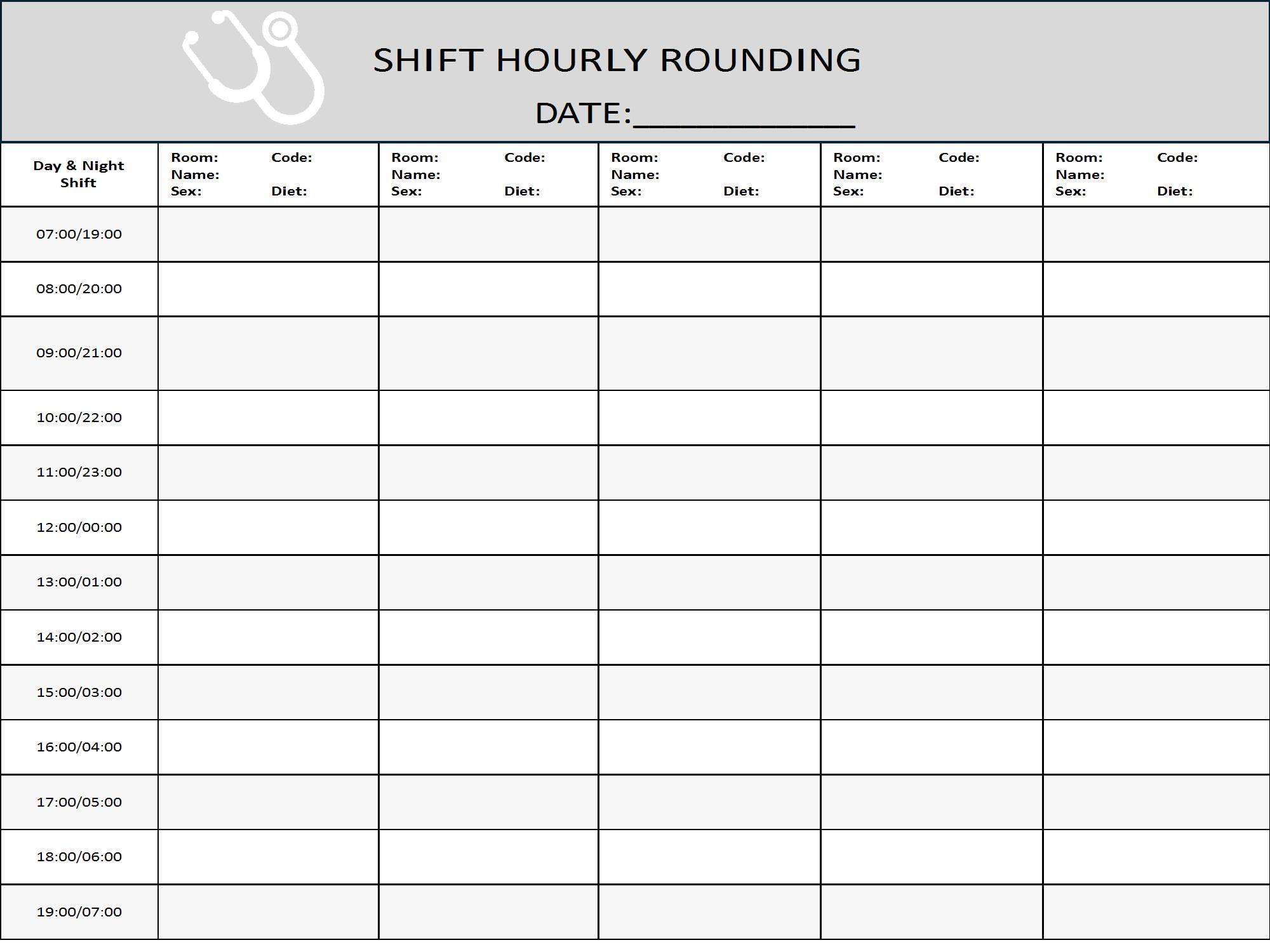 Shift Hourly Patient Rounding Planner - Etsy