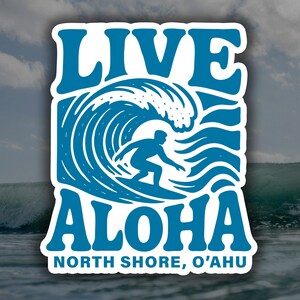 4x4 Inch Round Surfer On Wave Kailua Hawaii Vinyl Decal Sticker - Waterproof Car & Bumper Sticker
