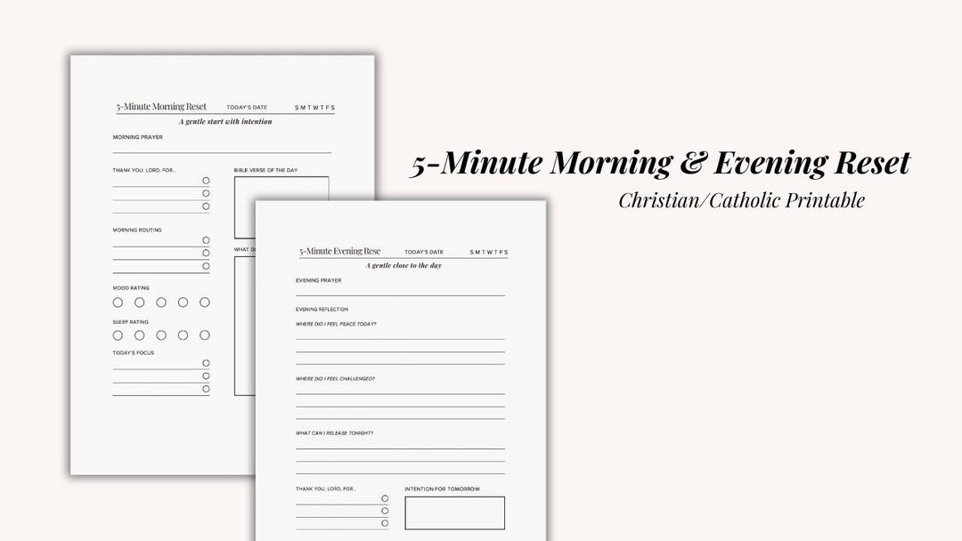 Catholic Morning Routine Printable 5-minute Morning & Evening Reset – Catholic Self-care Routine Printable ...