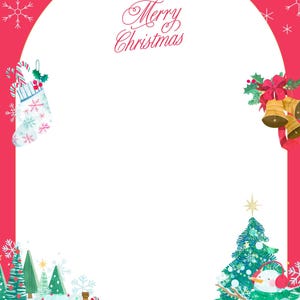 Carte de correspondance classique joyeux Noël rouge et blanc, fichier numérique