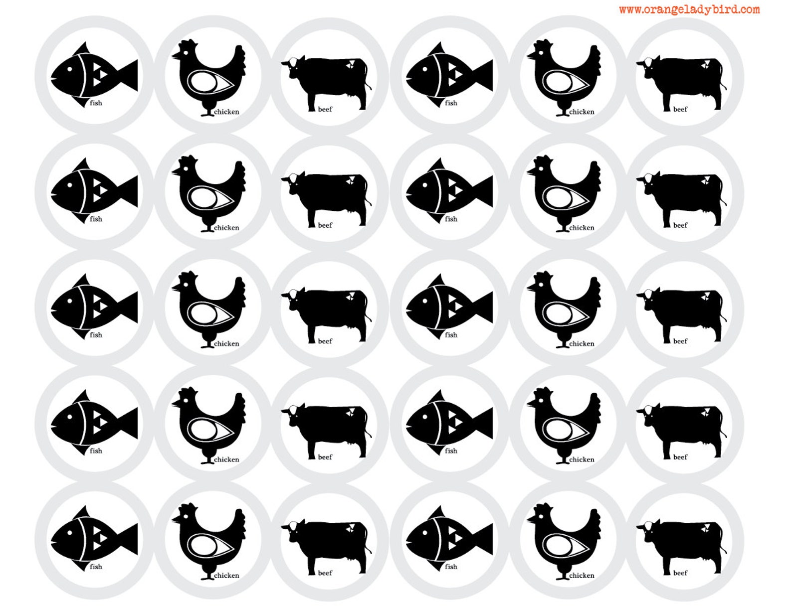 Chicken Fish or Beef Meal Indicators Printable Meal Choice Etsy