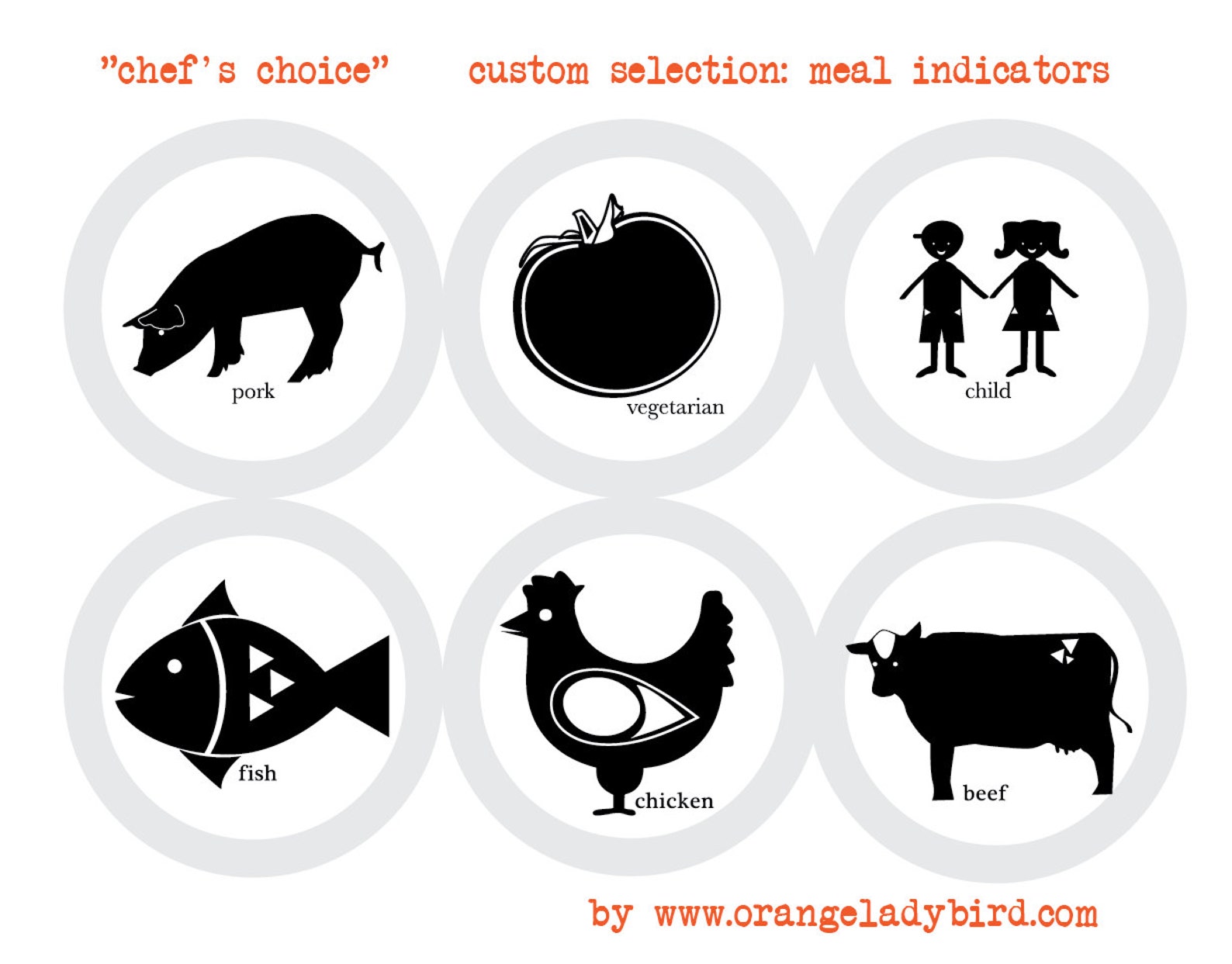 Custom Selectin Meal Indicators Printable Meal Choice Etsy